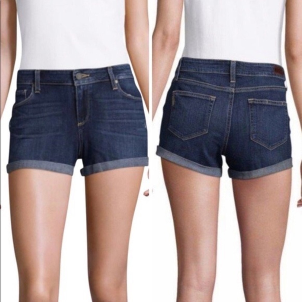 Paige Cuffed Jimmy Jimmy Shorts Dark Wash Indigo